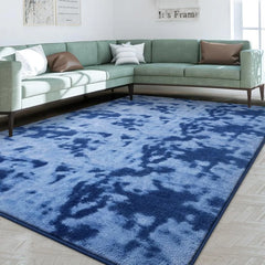 Large Area Rugs for Living Room Bedroom, 4x6 Ft Tie-Dyed Navy Blue Ultra Soft Comfy Thickened Memory-