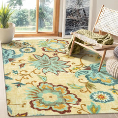 Floral Washable Carpet for Living Room - 3x5 Non-Slip Lightweight Kitchen Rugs