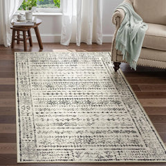Boho Washable 3x5 Area Rugs for Kitchen Floor Entry, Black and White Rug Modern Indoor Mats for Entryway Non Slip