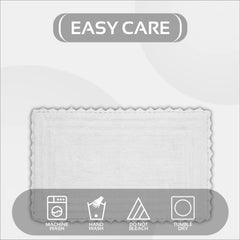 24 x 40 Bathroom Rug – 100% Cotton, Extra Soft Tufted Reversible Bath Mat, Water-Absorbent, Machine Washable (White) Shaggy Bor