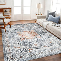 6x9 Washable Rug  Vintage Rug Traditional Floor Cover Thin Rug Retro Kitchen Indoor Distressed Non Slip Carpet