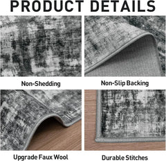 8x10 Area Rugs Washable Rug: Large Modern Abstract Living Room Rug Soft Anti-Skid Thin Carpet Indoor Floor Non-Shedding