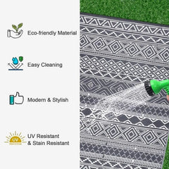 Outdoor Rug Carpet 9x12 Waterproof Mat Reversible Patio Rug Geometric Rug RV Camping