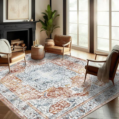 6x9 Washable Rug  Vintage Rug Traditional Floor Cover Thin Rug Retro Kitchen Indoor Distressed Non Slip Carpet