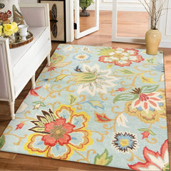 Floral Washable Carpet for Living Room - 3x5 Non-Slip Lightweight Kitchen Rugs