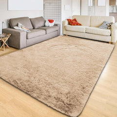 Area Rug 5x7 for Living Room – Soft Tie-Dyed Light Grey Large Shag Rug Non-Slip Indoor Floor Carpet for Bedroom