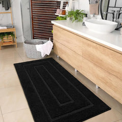 Bath Rug, Black Bathroom Rug 24x60 Inch Soft Absorbent Microfiber Bathroom Runner Rug, Washable Bath Runner Rugs