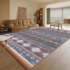 Washable Area Rug Non-Slip Durable Low Pile Moroccan Print Soft Microfiber Living Room Bedroom High-Traffic Areas 3x5