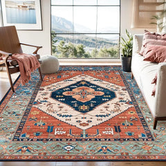 9x12 Area Rugs for Living Room - Boho Non-Slip Washable Rug Ultra-Thin Stain Resistant Large Rugs Throw Non Shedding Rug