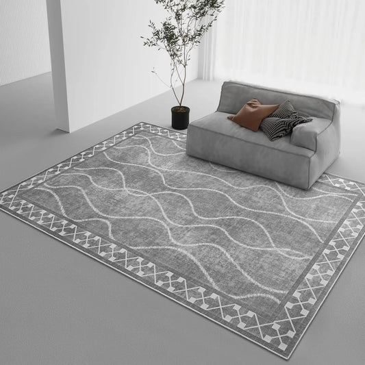 Vintage Bordered Washable Area Rugs 6x9, Soft Rugs for Living Room Non-Shedding Modern Bedroom Rug,