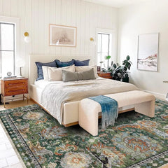 Washable Area Rugs - Perfect for Living Room, Bedroom, Kids Room & Water Resistant Non-Slip, (Green, 5' X 7'), Carpet
