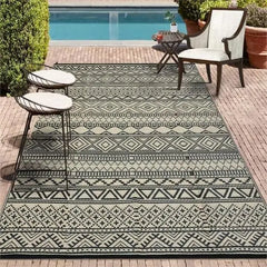 Outdoor Rug Carpet 9x12 Waterproof Mat Reversible Patio Rug Geometric Rug RV Camping