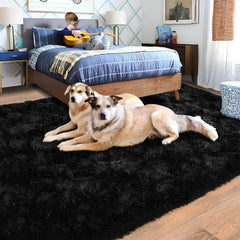 8x10 Area Rugs, Ultra Soft Large Shag Black Living Room Fluffy Rug Carpet for Bedroom, Plush Modern Floor Rug for Kids Room