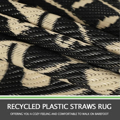 6Ft Round Outdoor Rug for Patio Reversible Mat Waterproof Plastic Straw Rug Boho Circle Indoor Outside Area Rug for RV