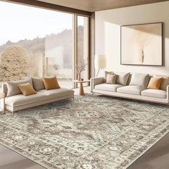 Area Rug (8x10 Feet) - Stain Resistant Washable Rugs, Anti Slip Backing Rugs for Living Room, Vintage Tribal Area Rug, Carpet