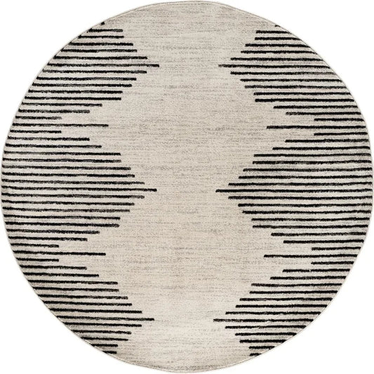 Bohemian Stripe Stain Resistant High Traffic Living Room Kitchen Bedroom Dining Home Office Round Rug 6' 6"