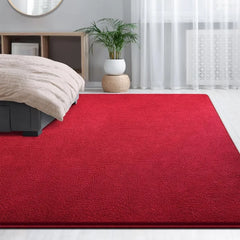 Large Area Rugs for Living Room Bedroom, 4x6 Feet Burgundy Red Rug, Minimalist Modern Shag Rug, Soft Thick Memory