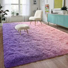 Extra Large Fluffy Area Rug, 6x9 Feet Purple Blue Modern Indoor Living Room Bedroom Home Colorful Rugs,
