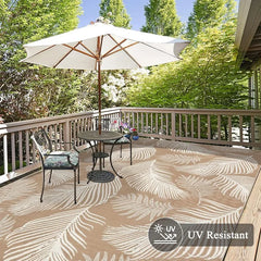 Waterproof Outdoor Rug 9x12, Reversible Plastic Straw Patio Camping Rug, Indoor Outdoor RV Mat Carpet for Deck,