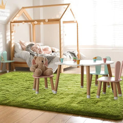 Super Soft Shaggy Rug Fluffy Bedroom Carpets, 5x8 Feet Grass Green, Modern Indoor Fuzzy Plush Area Rugs for