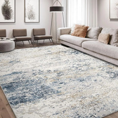 Area Rug Living Room Rugs - 9x12 Large Soft Indoor Neutral Modern Abstract Low Pile Washable Rug Carpet for Bedroom Dining