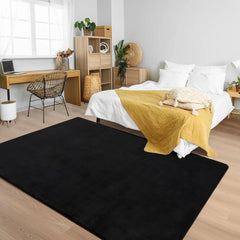 6x9 Black Washable Fuzzy Bedroom, Soft Fluffy Indoor Carpets, Rug