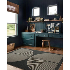Modern Rainbow Jute Look Rug Non Slip Easy Clean Outdoor Indoor Area Carpet Contemporary Design Washable Soft Polyester 4x6 ft