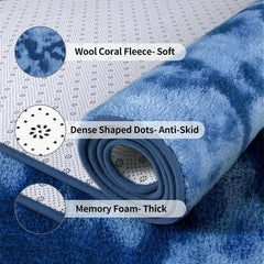 Large Area Rugs for Living Room Bedroom, 4x6 Ft Tie-Dyed Navy Blue Ultra Soft Comfy Thickened Memory-
