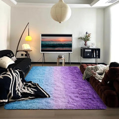 Extra Large Fluffy Area Rug, 6x9 Feet Purple Blue Modern Indoor Living Room Bedroom Home Colorful Rugs,