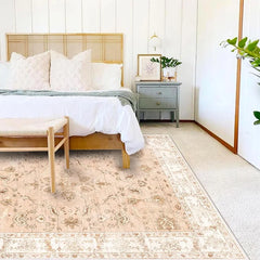 6x9 Washable Rug  Vintage Rug Traditional Floor Cover Thin Rug Retro Kitchen Indoor Distressed Non Slip Carpet