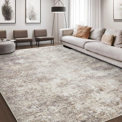 Area Rug Living Room Rugs - 9x12 Large Soft Indoor Neutral Modern Abstract Low Pile Washable Rug Carpet for Bedroom Dining