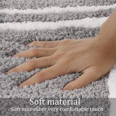Runner Rug for Bathroom, 24x71 Modern Gray Long Bathroom Rug Non Slip Machine Washable